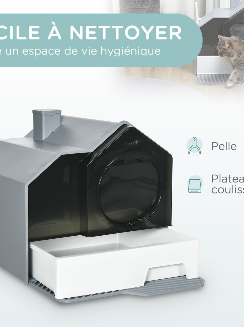 Maison de toilette chat design maison avec accessoires blanc noir gris Gris - Kiabi