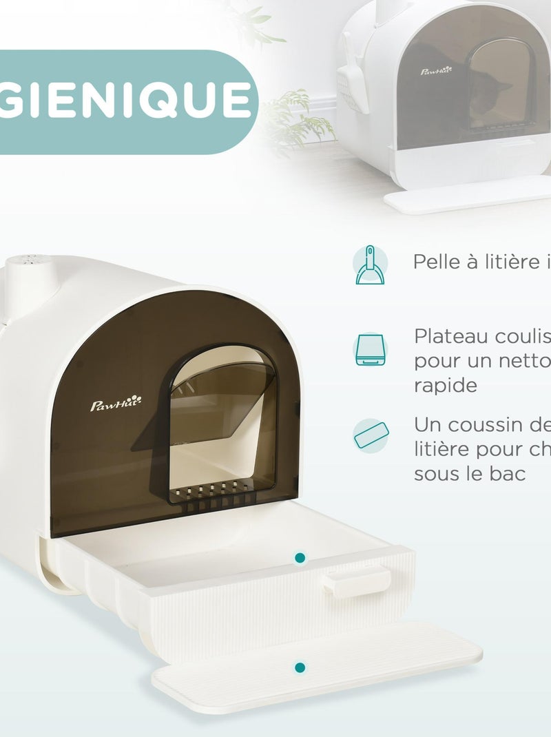Maison de toilette chat pelle et filtre inclus PP Blanc - Kiabi