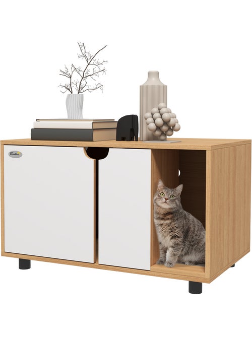 Maison de toilette chat style scandinave - portes, aérations - naturel blanc - Kiabi Maison de toilette chat style scandinave - portes, aérations - naturel blanc - Kiabi