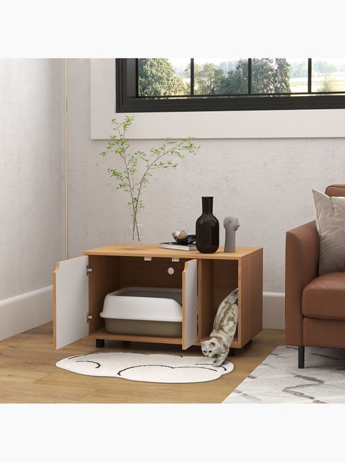 Maison de toilette chat style scandinave - portes, aérations - naturel blanc - Kiabi Maison de toilette chat style scandinave - portes, aérations - naturel blanc - Kiabi