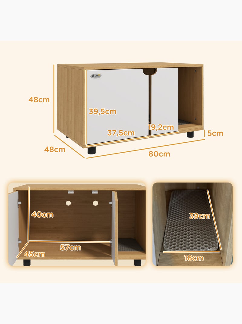 Maison de toilette chat style scandinave - portes, aérations - naturel blanc Beige - Kiabi