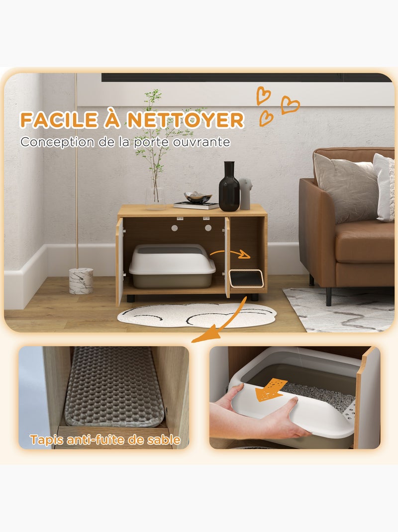 Maison de toilette chat style scandinave - portes, aérations - naturel blanc Beige - Kiabi