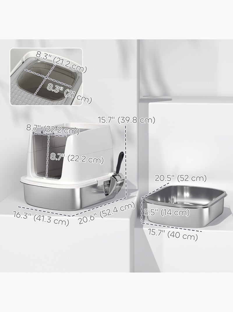 Maison de toilette fermée bac acier inox filtre désodorisant pelle porte trappe Blanc Blanc - Kiabi