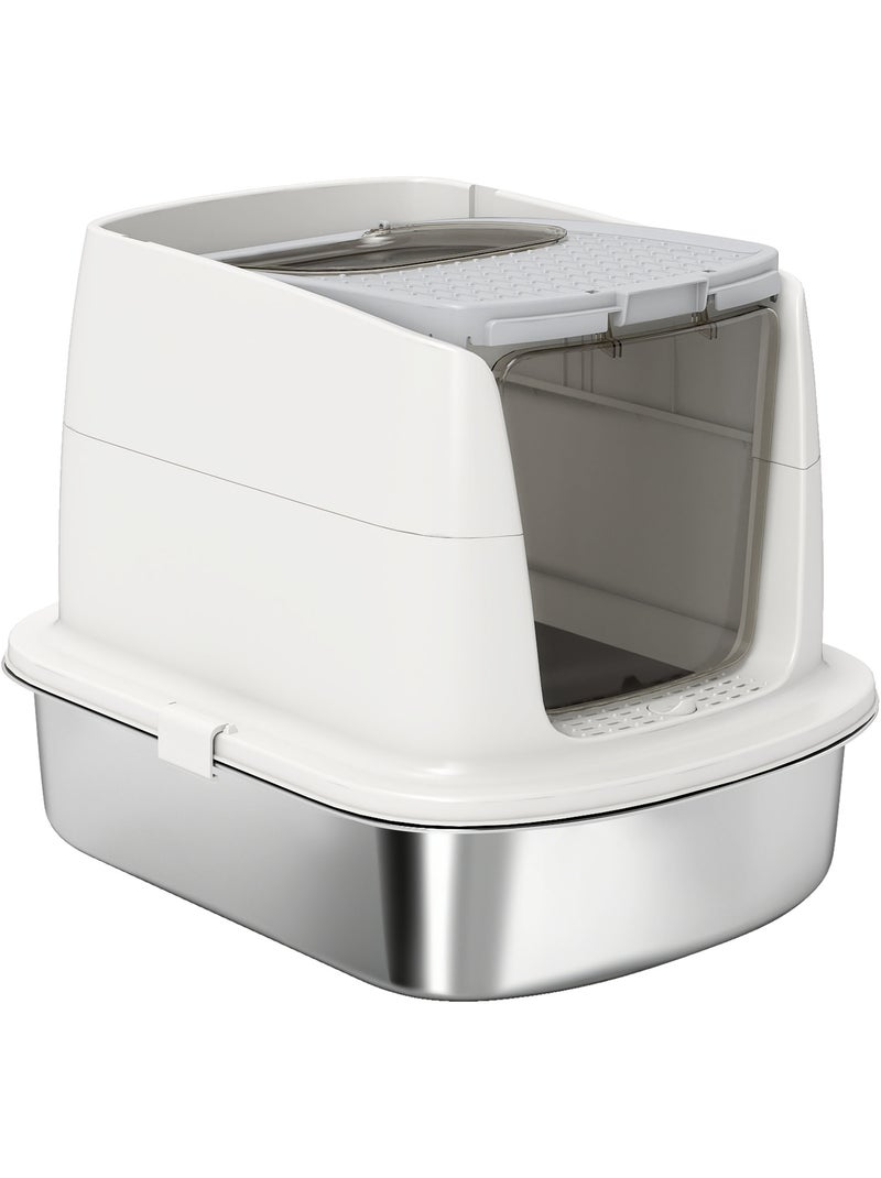 Maison de toilette fermée bac acier inox filtre désodorisant pelle porte trappe Blanc Blanc - Kiabi