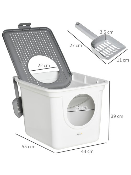 Maison de toilette portable pour chat avec pelle blanc gris - Kiabi