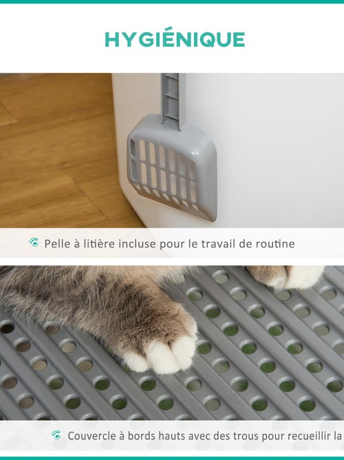 Maison de toilette portable pour chat avec pelle blanc gris - Kiabi