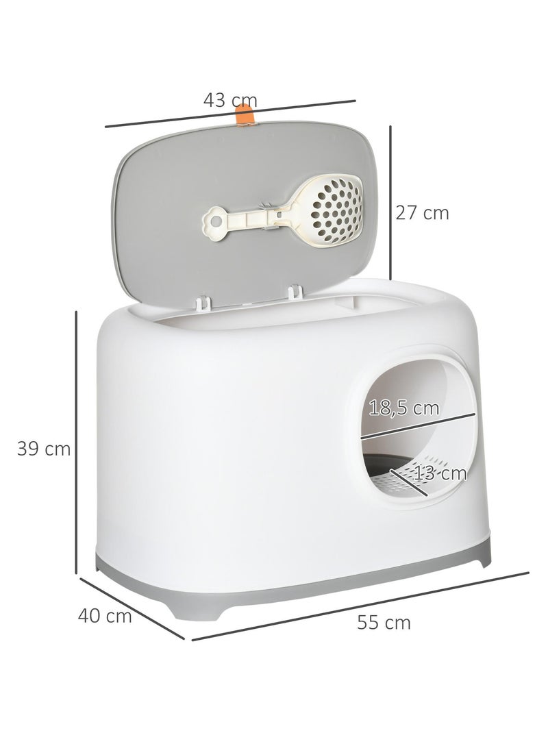 Maison de toilette pour chat avec pelle 2 portes blanc gris clair Gris - Kiabi