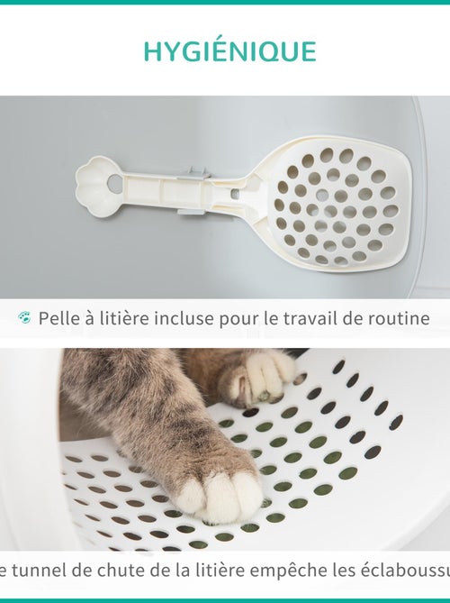 Maison de toilette pour chat avec pelle 2 portes blanc gris clair - Kiabi