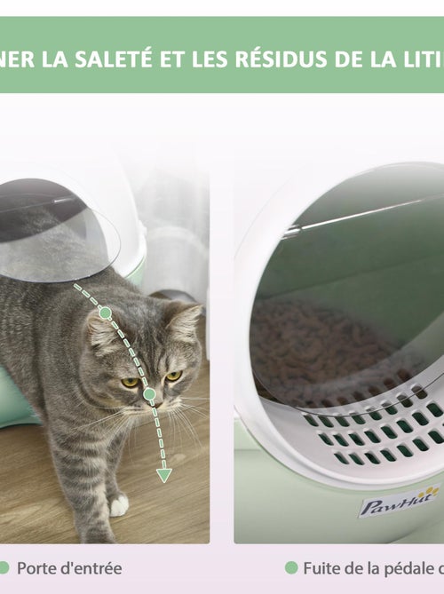 Maison de toilette pour chat design boule PP vert blanc - Kiabi