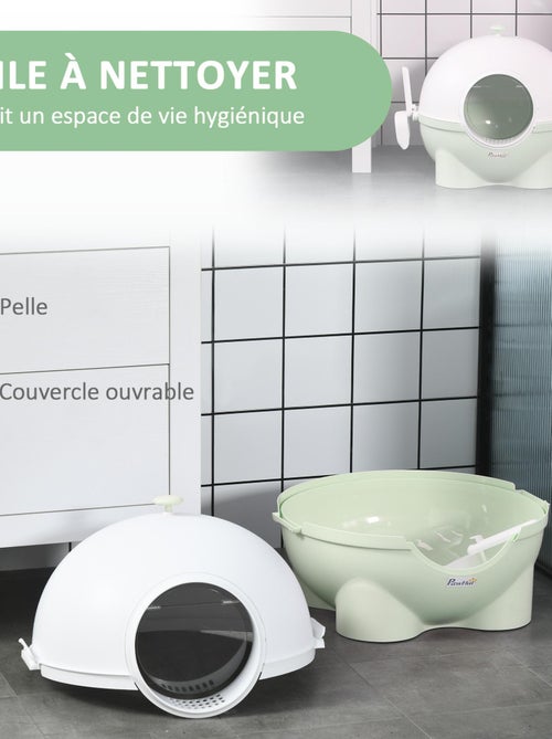 Maison de toilette pour chat design boule PP vert blanc - Kiabi