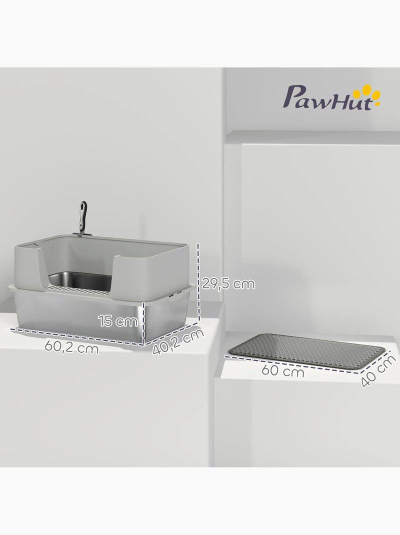 Maison de toilette xl gris clair avec tapis bac acier inox Gris - Kiabi