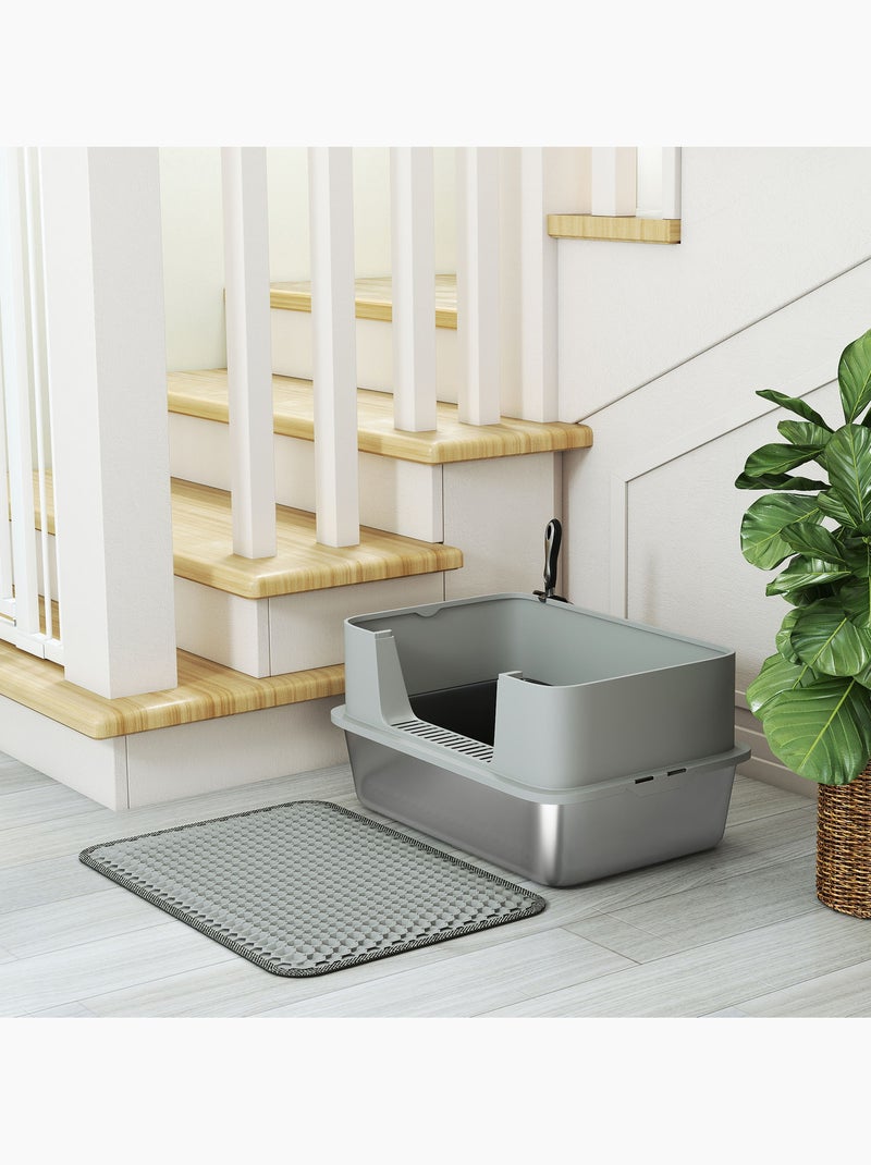 Maison de toilette xl gris clair avec tapis bac acier inox Gris - Kiabi