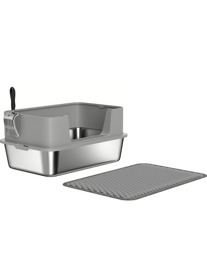 Maison de toilette xl gris clair avec tapis bac acier inox Gris - Kiabi