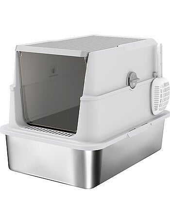 Maison de toilette xl gris clair bac acier inox