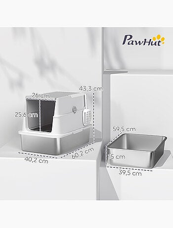 Maison de toilette xl gris clair bac acier inox
