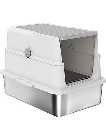 Maison de toilette xl gris clair bac acier inox