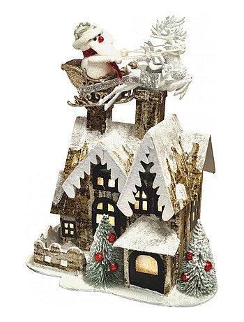 Maison en carton a led avec traineau de noel - Kiabi