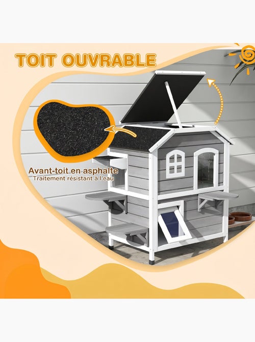Maison extérieur chat en bois 2 étages 3 plateformes gris - Kiabi Maison extérieur chat en bois 2 étages 3 plateformes gris - Kiabi