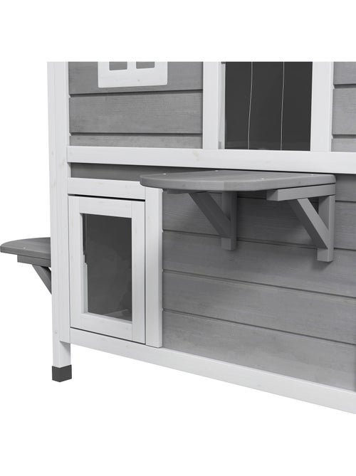 Maison extérieur chat en bois 2 étages 3 plateformes gris - Kiabi Maison extérieur chat en bois 2 étages 3 plateformes gris - Kiabi