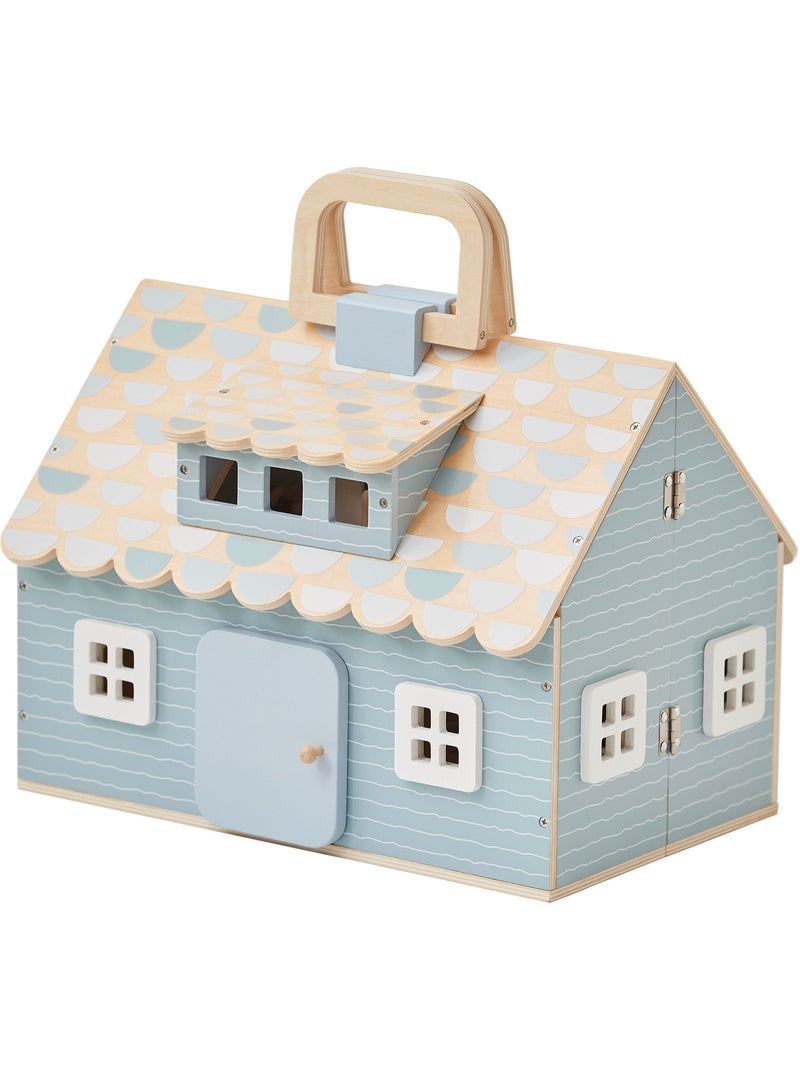 Maison poupée portable bois, 4 pièces, 26cm, Multicolore, Multicolore - Kiabi