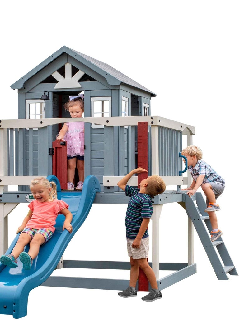 Maisonnette bleue sur pilotis avec toboggan Beacon Heights Backyard Discovery Bleu - Kiabi