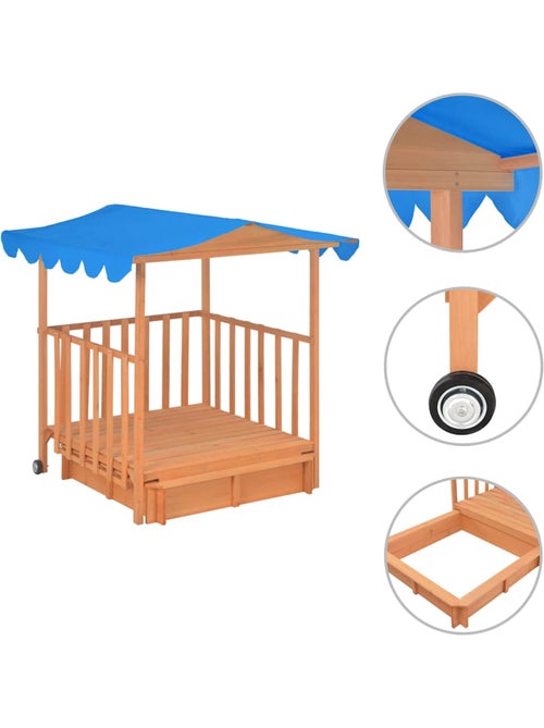 Maisonnette de jeu en sapin avec bac à sable et toit anti-uv vidaxl - Kiabi