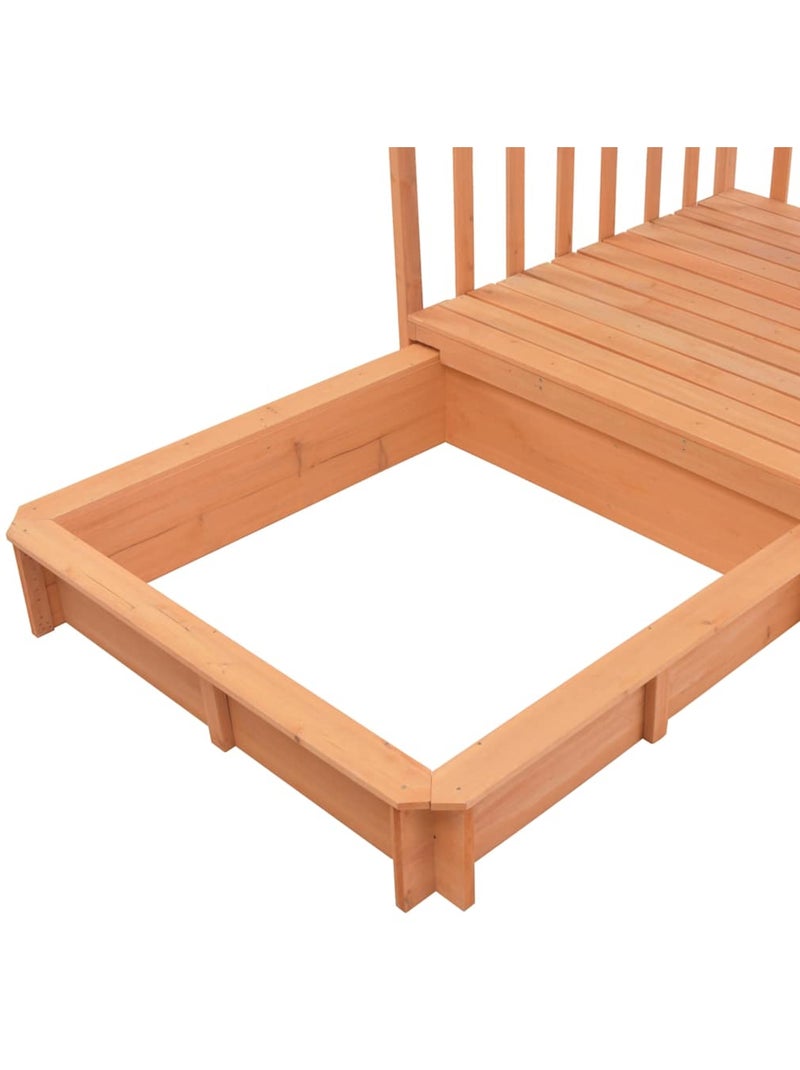 Maisonnette de jeu en sapin avec bac à sable et toit anti-uv vidaxl Beige naturel - Kiabi