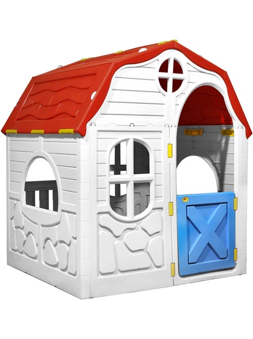 Maisonnette de jeu pliable avec porte et fenêtres en plastique vidaxl - Kiabi
