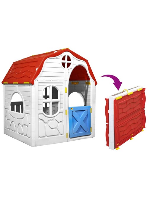 Maisonnette de jeu pliable avec porte et fenêtres en plastique vidaxl - Kiabi