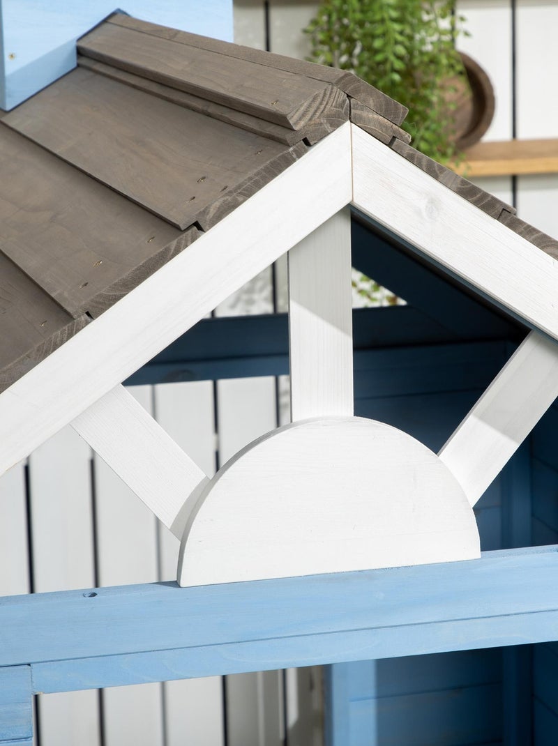 Maisonnette de jeux enfant en bois sapin Bleu Bleu - Kiabi