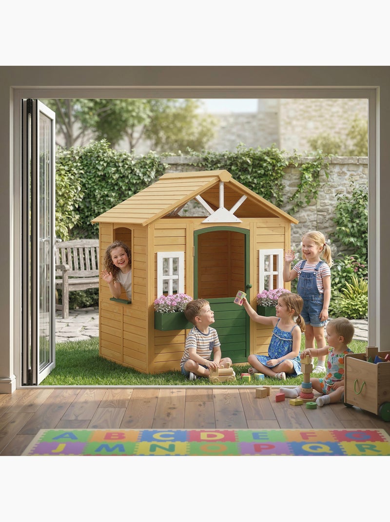 Maisonnette enfant cabane bois pré-huilé Marron - Kiabi