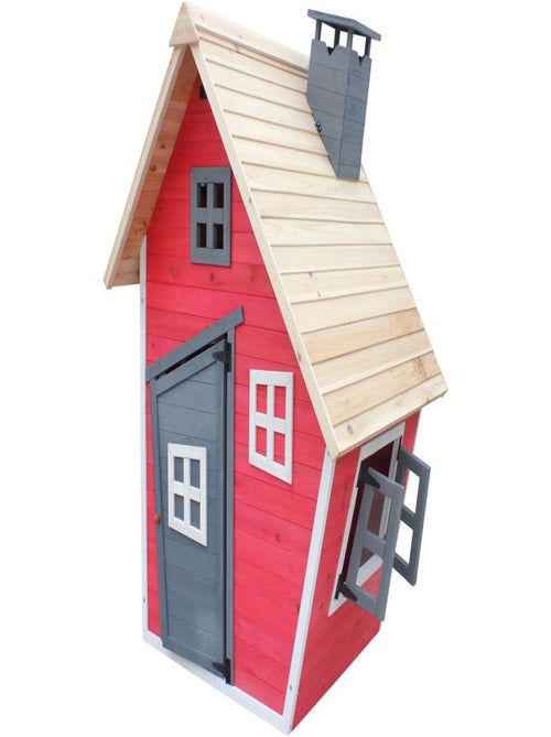 Maisonnette "Lilou" - 119.5 x 156 x 102 cm - Rouge/Gris - Kiabi