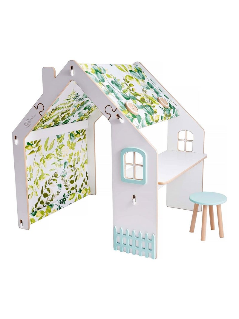 Maisonnette pour enfant en bois Blanc Vert - Kiabi