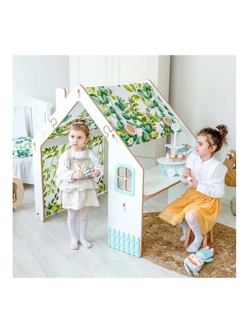 Maisonnette pour enfant en bois Blanc Vert - Kiabi