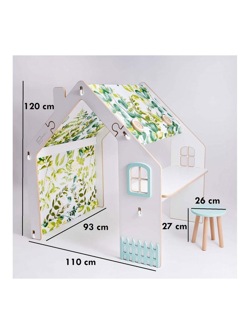 Maisonnette pour enfant en bois Blanc Vert - Kiabi