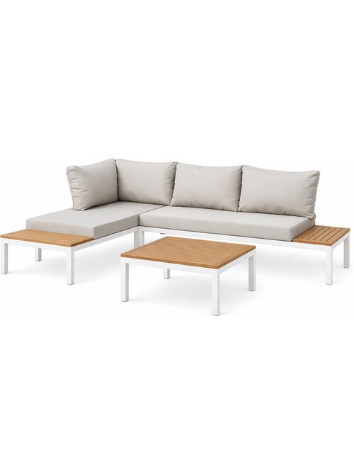MAJURO Salon de jardin 3-4 places avec table basse blanc et gris - Kiabi