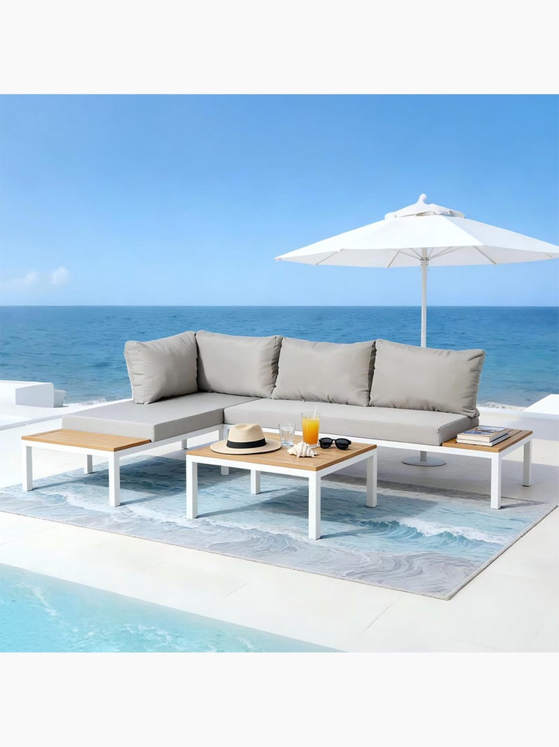 MAJURO Salon de jardin 3-4 places avec table basse blanc et gris Blanc Gris - Kiabi