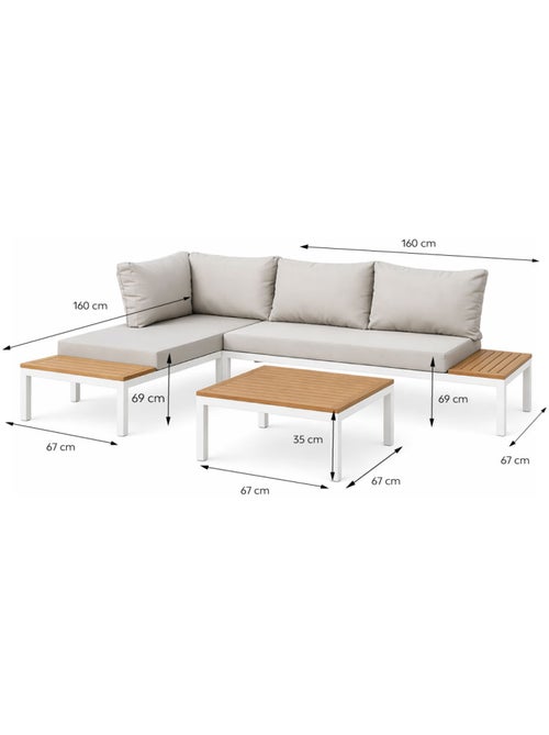 MAJURO Salon de jardin 3-4 places avec table basse blanc et gris - Kiabi