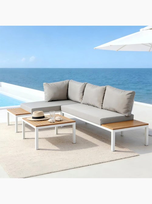 MAJURO Salon de jardin 3-4 places avec table basse blanc et gris - Kiabi