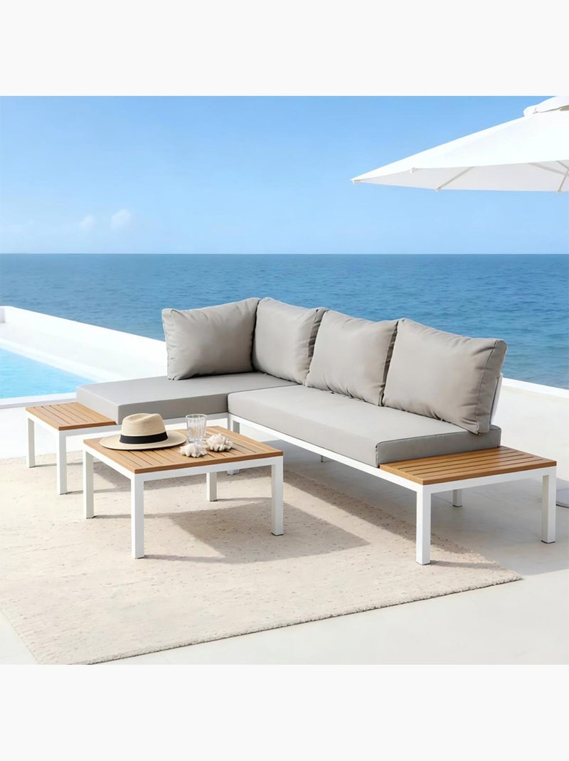 MAJURO Salon de jardin 3-4 places avec table basse blanc et gris Blanc Gris - Kiabi