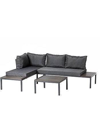 MAJURO Salon de jardin 3-4 places avec table basse blanc et gris