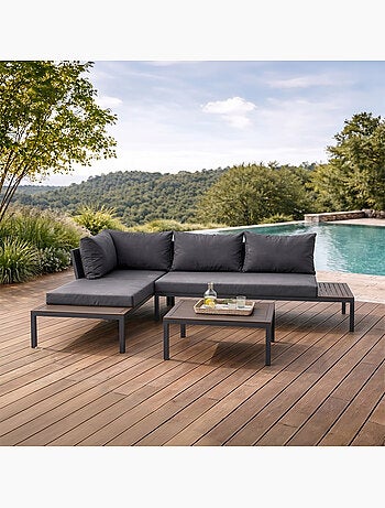 MAJURO Salon de jardin 3-4 places avec table basse blanc et gris