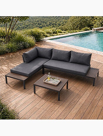 MAJURO Salon de jardin 3-4 places avec table basse blanc et gris