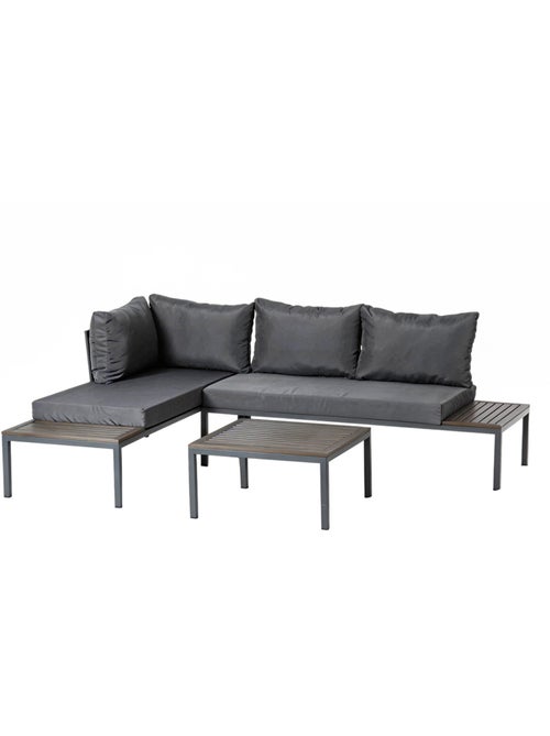 MAJURO Salon de jardin 3-4 places avec table basse gris foncé - Kiabi