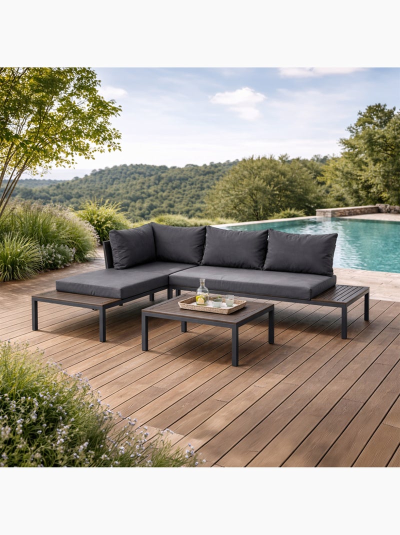 MAJURO Salon de jardin 3-4 places avec table basse gris foncé Gris - Kiabi