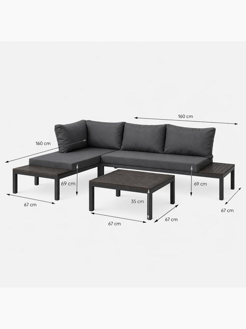 MAJURO Salon de jardin 3-4 places avec table basse gris foncé - Kiabi