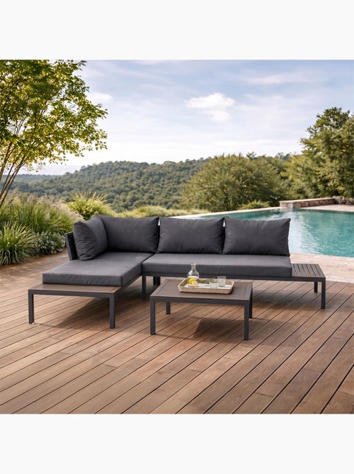 MAJURO Salon de jardin 3-4 places avec table basse gris foncé - Kiabi