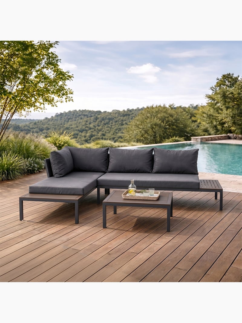 MAJURO Salon de jardin 3-4 places avec table basse gris foncé Gris - Kiabi