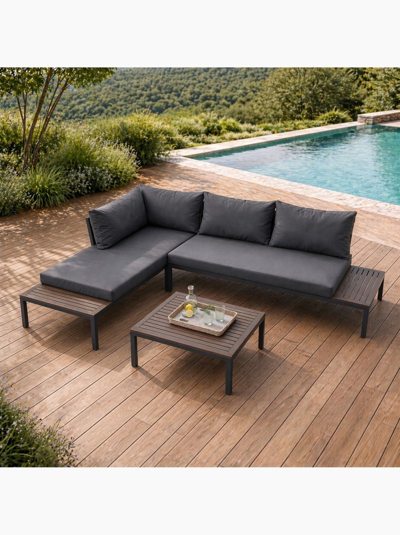 MAJURO Salon de jardin 3-4 places avec table basse gris foncé Gris - Kiabi