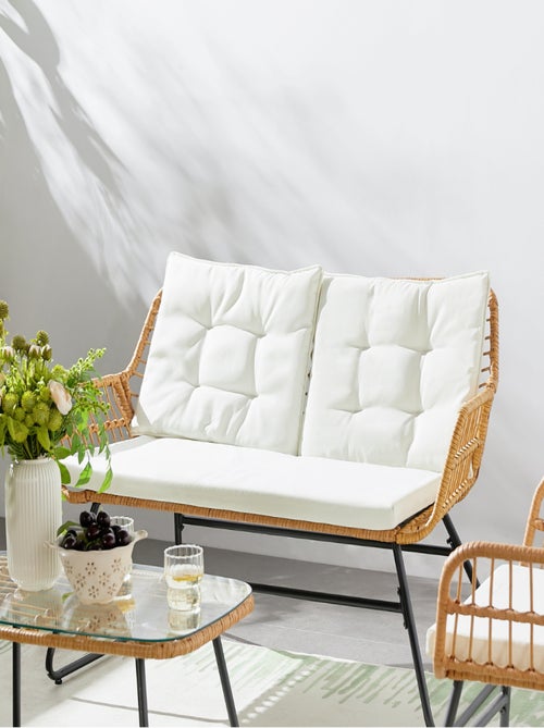 MALAGA Salon de jardin bas 4 places effet rotin - Kiabi